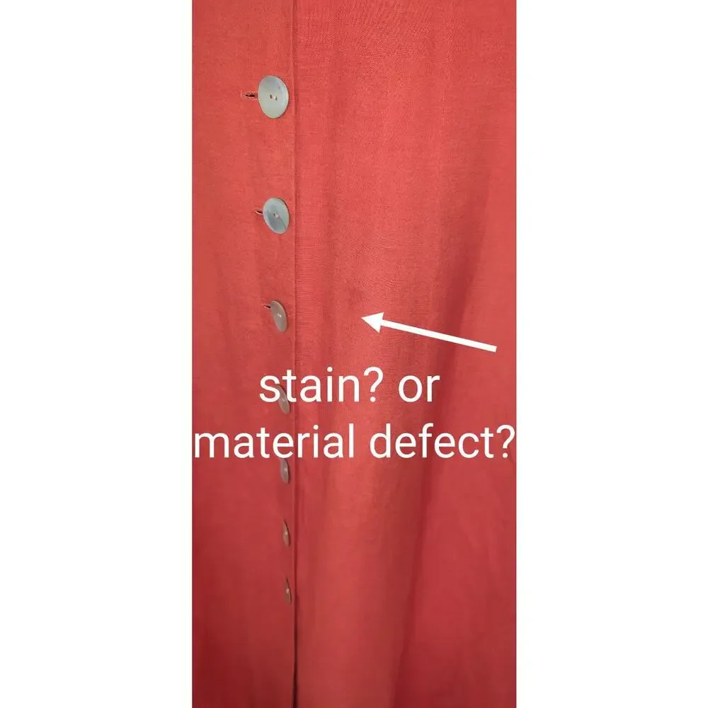 Coldwater Creek Orange Linen Blend Dress Sz 14 Mother Pearl Buttons Down FLAWS - Picture 16 of 16